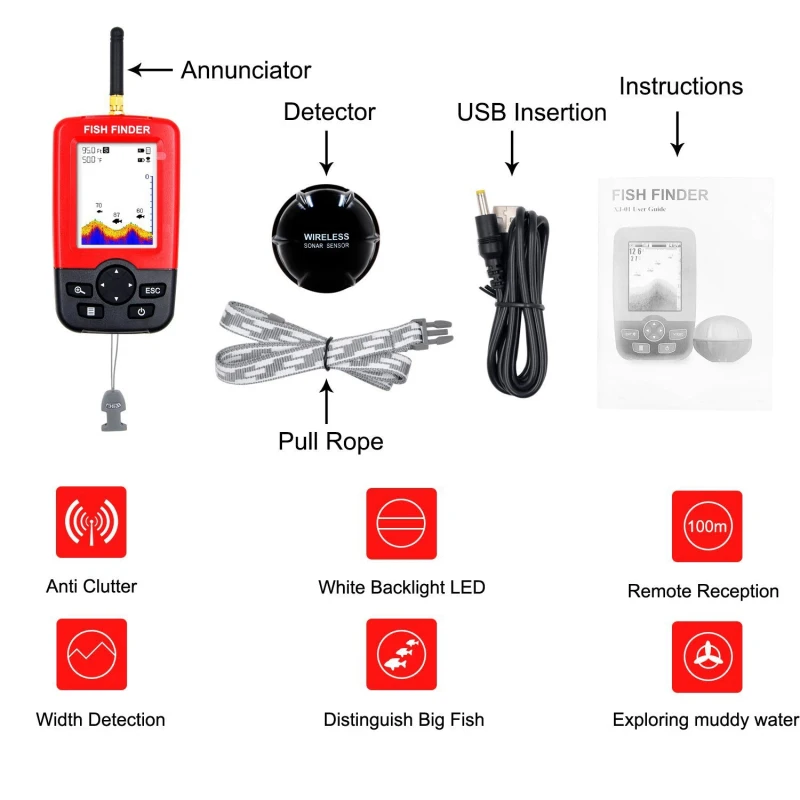 Display Portable fish finder e - Fishing Boat Depth Finder ulasan dan harga