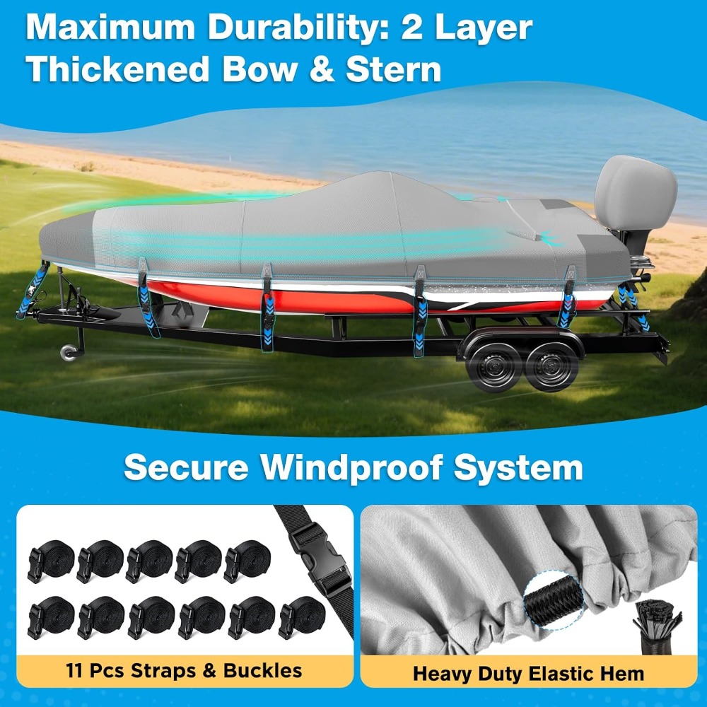Boat Cover 20-22ft, 1200D Wate - Fishing Boat Cover ulasan dan harga