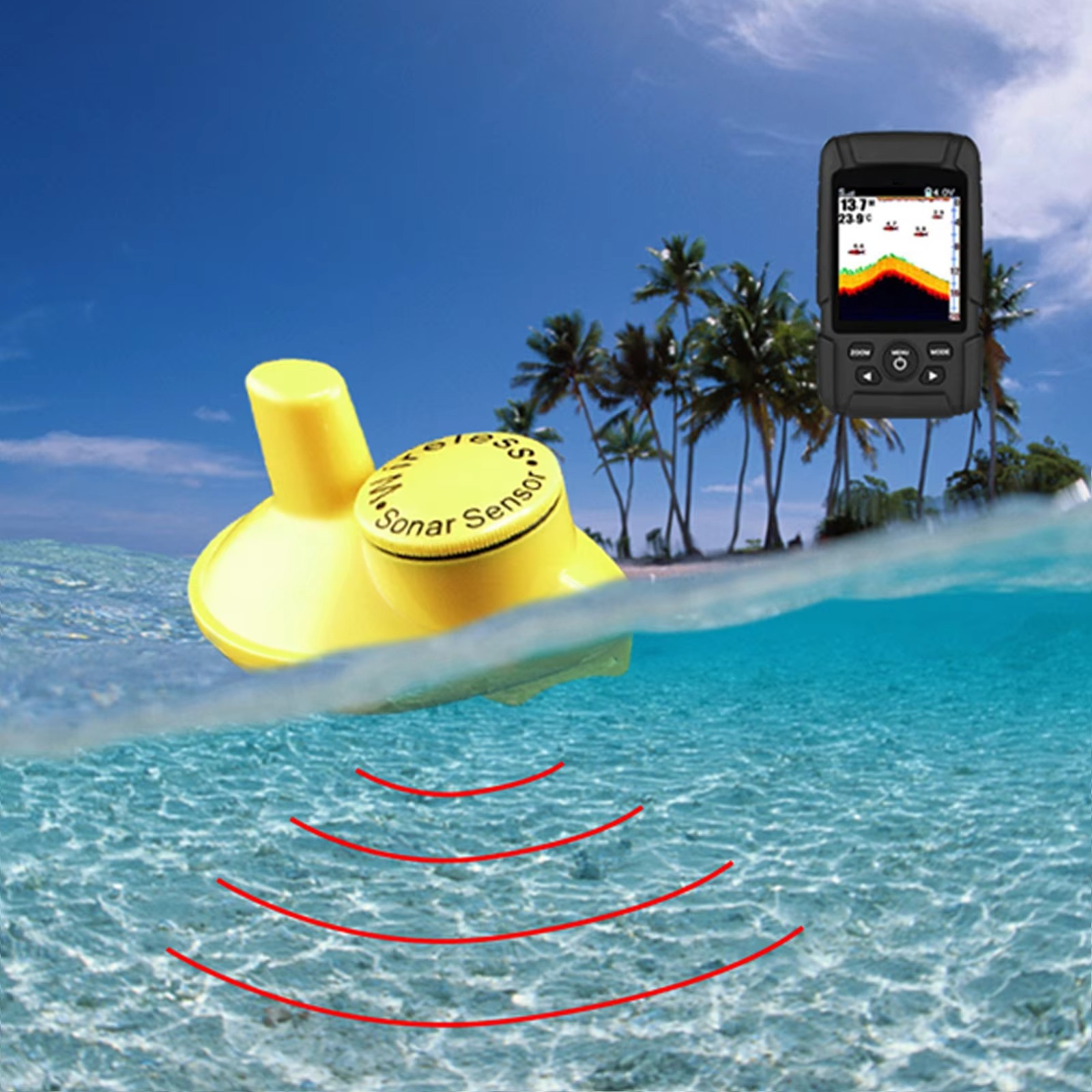 2-in-1 Wireless & Wired Fish F - Fishing Boat Depth Finder ulasan dan harga