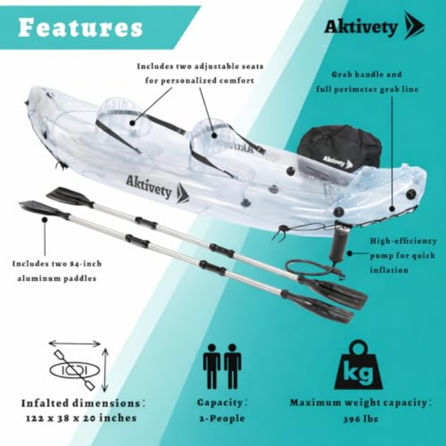Clear Kayak for Two Adults - T - Fishing Boat Paddle ulasan dan harga