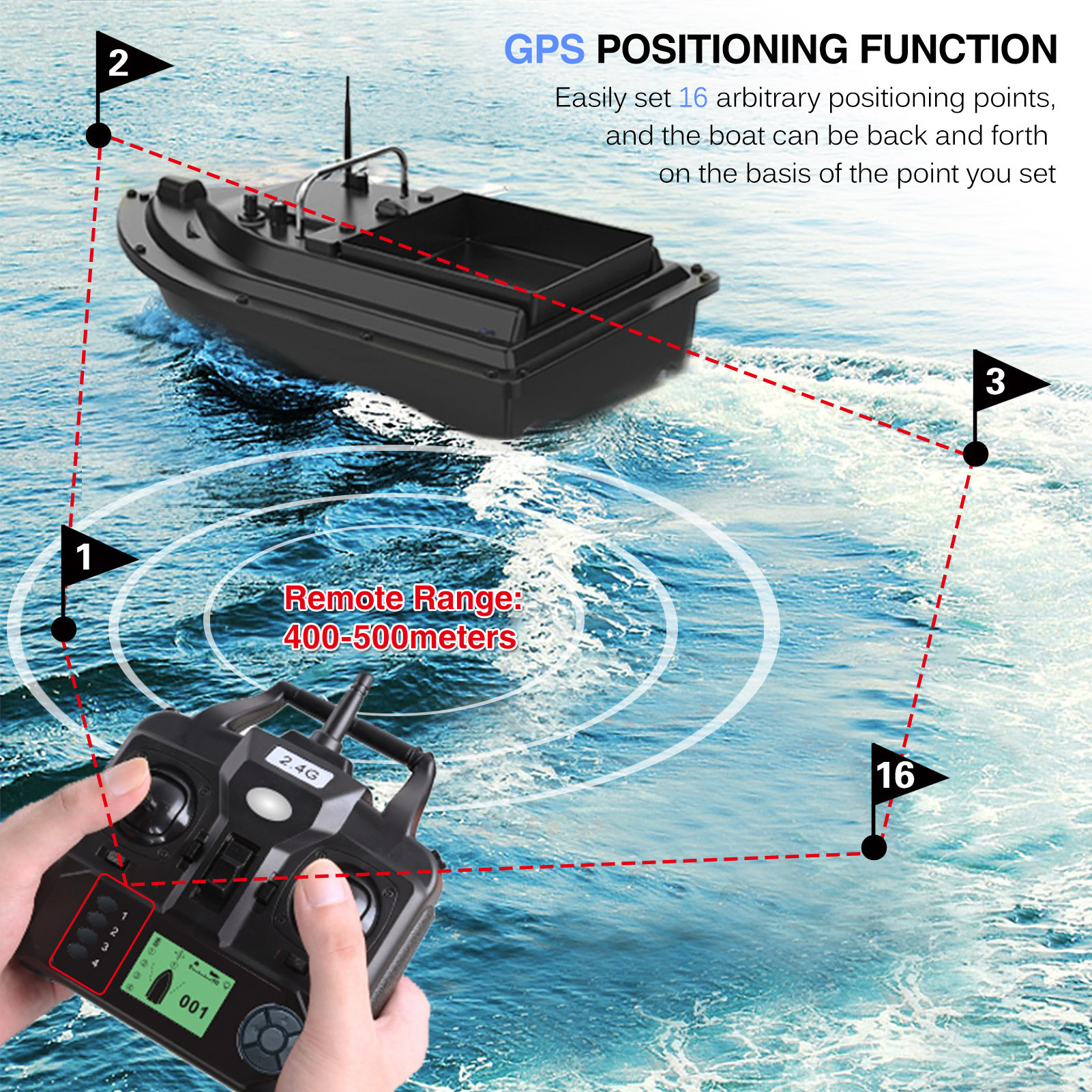 D16E GPS Fishing Bait Boat wit - Fishing Boat Gps ulasan dan harga